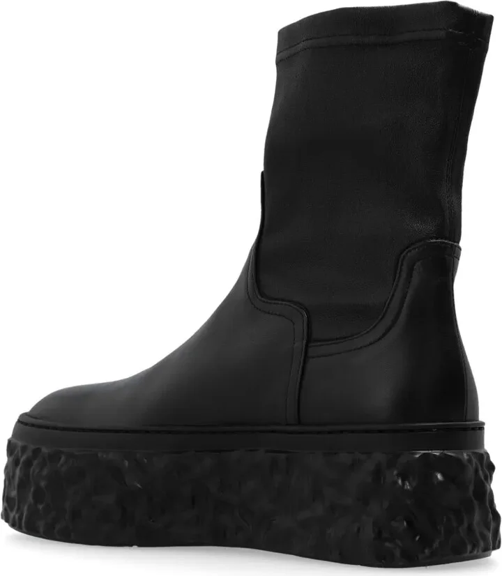 Textured-Sole Leather Ankle Boots - Image 5