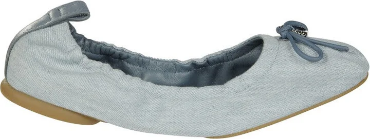 Textured Upper Ballerina Flats With Bow Accent