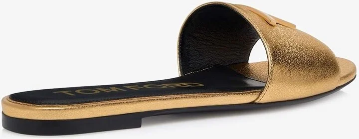 TF Logo Slides in Metallic Nappa Leather - Image 2
