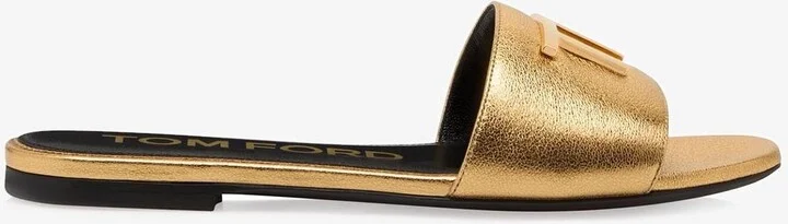 TF Logo Slides in Metallic Nappa Leather