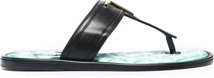TF plaque quilted insole flip flops