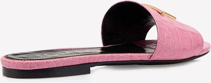 TF Slides in Croc Embossed Leather - Image 2