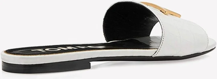 TF Slides in Croc Embossed Leather - Image 2