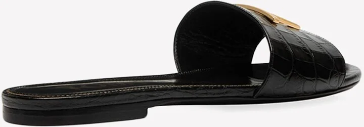 TF Slides in Croc Embossed Leather - Image 3