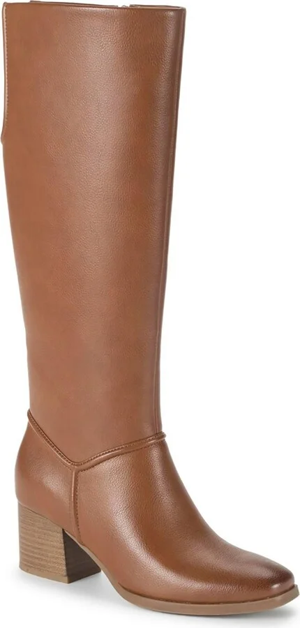 Thalia Womens Faux Leather Almond Toe Knee-High Boots