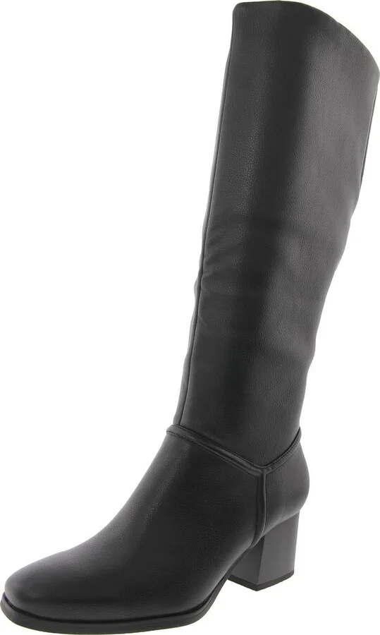 Thalia Womens Zipper Faux Leather Knee-High Boots