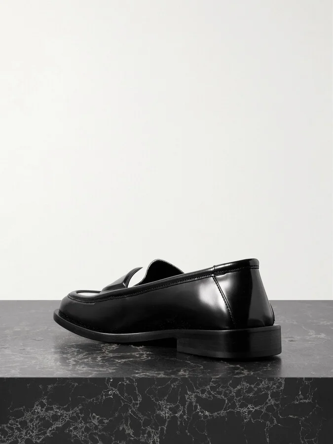 The Attico - Amanda Logo-debossed Two-tone Leather Loafers - Black - Image 3