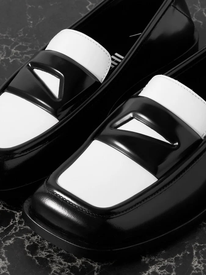 The Attico - Amanda Logo-debossed Two-tone Leather Loafers - Black - Image 4