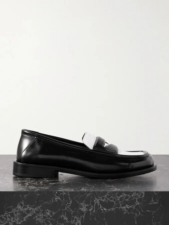 The Attico - Amanda Logo-debossed Two-tone Leather Loafers - Black