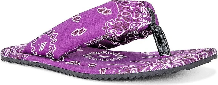 THE ATTICO Bandana Printed Indie Flat Thong Sandal in Purple - Image 2