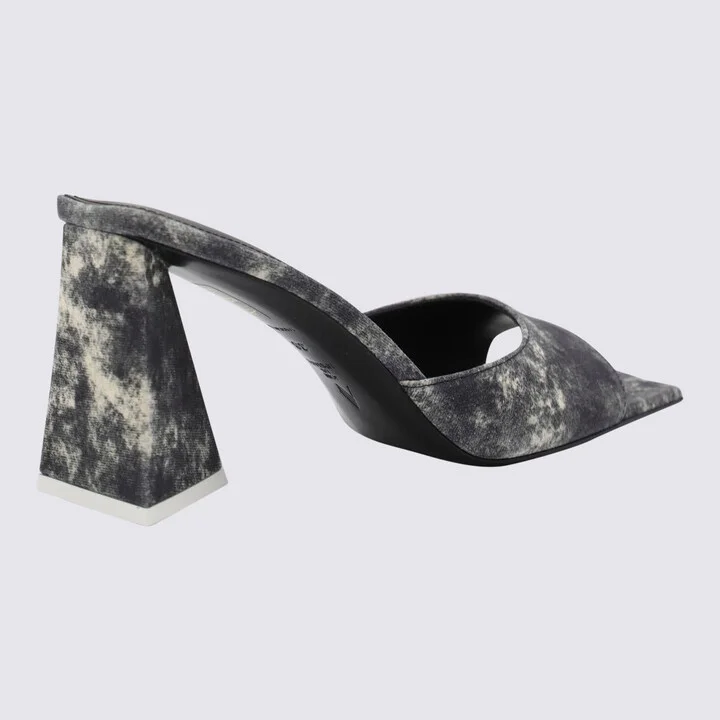 The Attico Black And White Leather Devon Mules - Image 2
