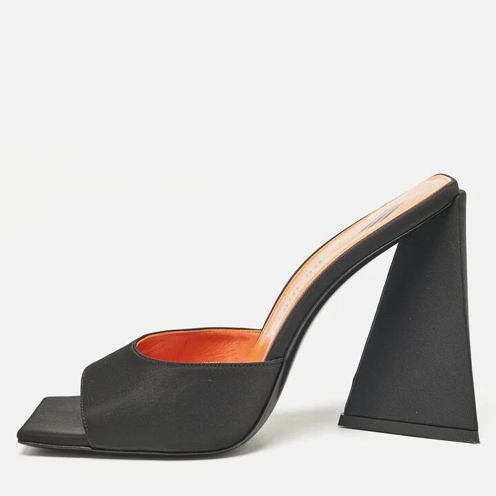 The Attico Black Fabric Devon Slide Sandals Size 40