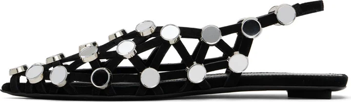 The Attico Black Grid Ballerina Flats - Image 3