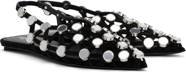 The Attico Black Grid Ballerina Flats - Image 4