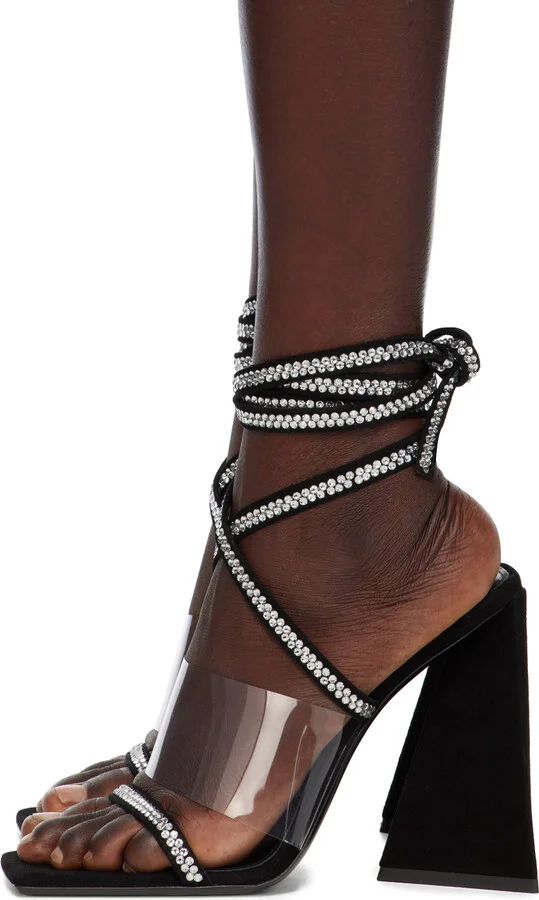 The Attico Black Isa Heeled Sandals - Image 3