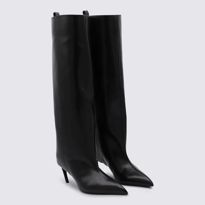 The Attico Black Leather Boots - Image 2