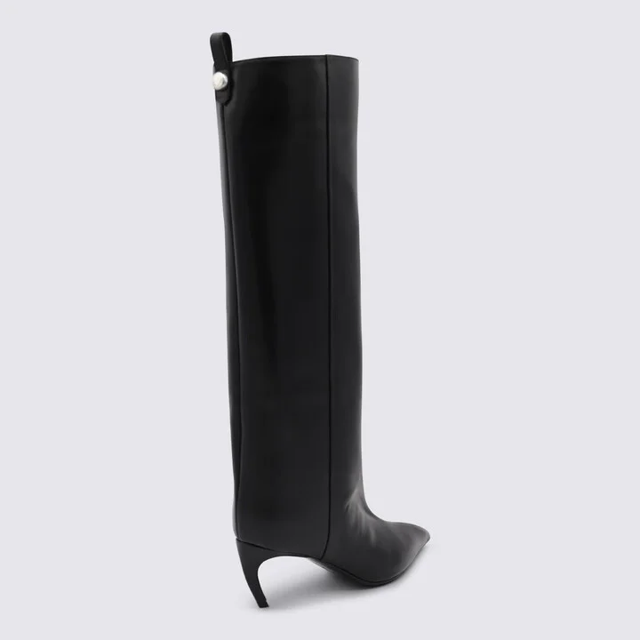 The Attico Black Leather Boots - Image 3