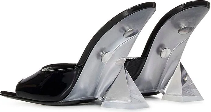 The Attico Black Patent Leather Slippers - Image 2