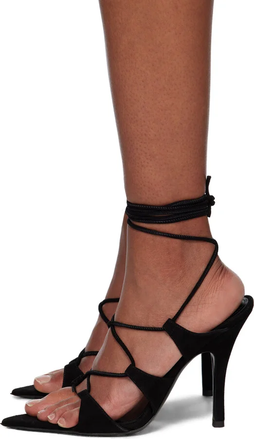 The Attico Black Renèe Heeled Sandals - Image 3