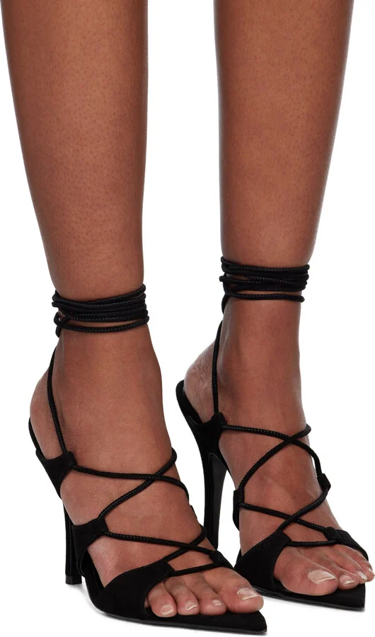 The Attico Black Renèe Heeled Sandals - Image 4