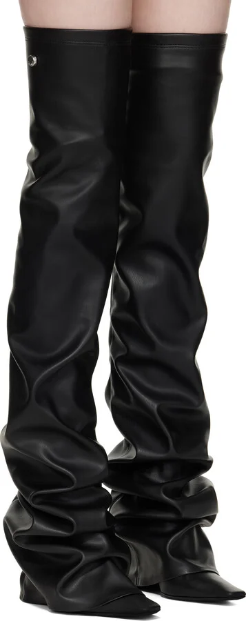 The Attico Black Robin OTK Thigh High Boots - Image 4