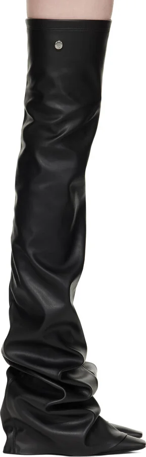 The Attico Black Robin OTK Thigh High Boots