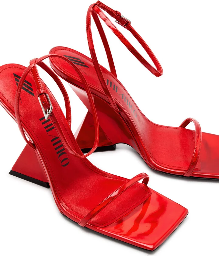 The Attico Cheope 105 Metallic Leather Sandals - Image 4