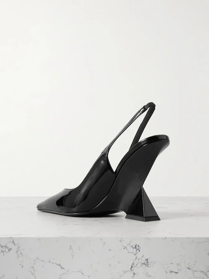 The Attico - Cheope 105 Patent-leather Slingback Pumps - Black - Image 3