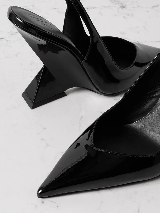 The Attico - Cheope 105 Patent-leather Slingback Pumps - Black - Image 4