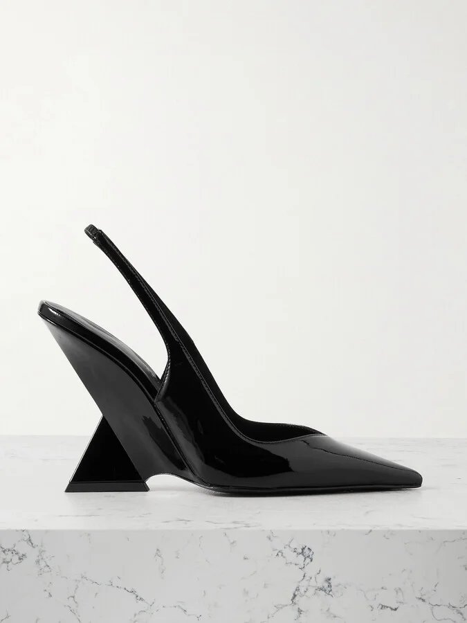 The Attico - Cheope 105 Patent-leather Slingback Pumps - Black