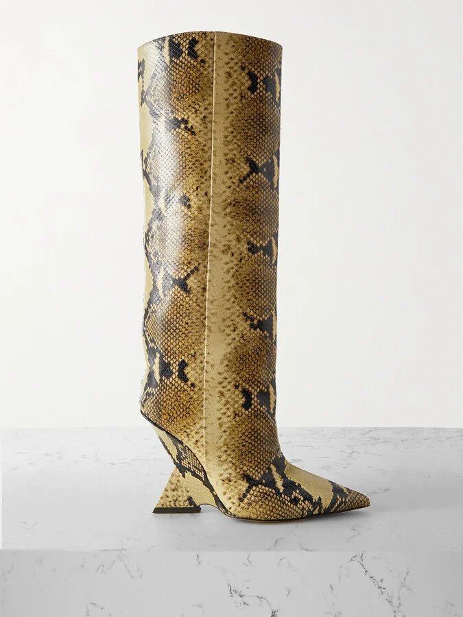 The Attico - Cheope Snake-effect Leather Knee Boots - Animal print