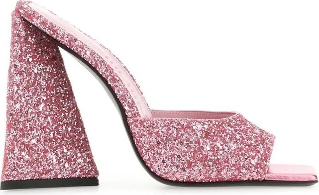 The Attico Devon Sequin Embellished Block Heel Mules