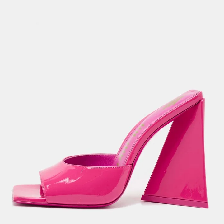 The Attico Fuchsia Patent Leather Devon Slide Sandals Size 37