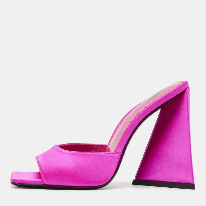 The Attico Fuchsia Satin Devon Slide Sandals Size 37