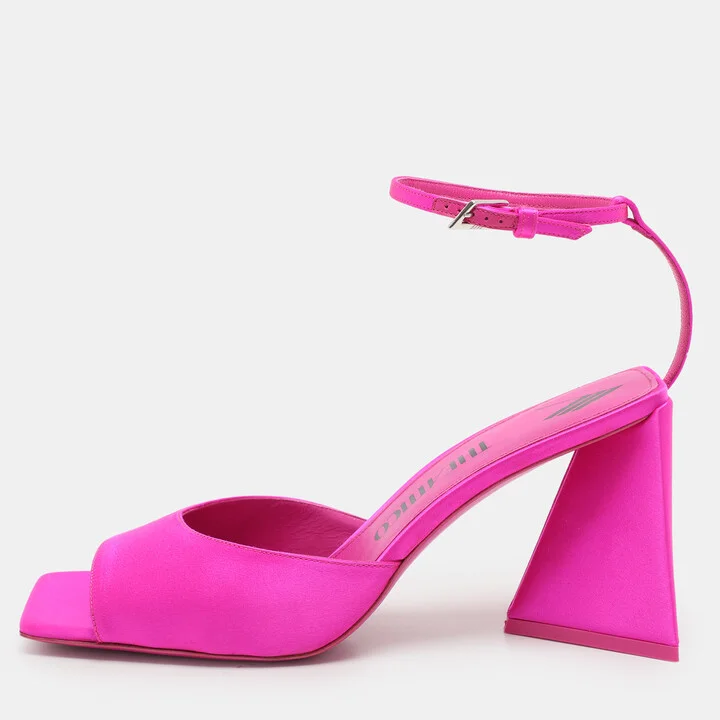 The Attico Fuchsia Satin Piper Ankle Strap Sandals Size 41
