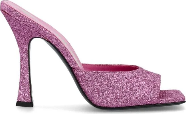 The Attico Glittered High-Heeled Open-Toe Mules