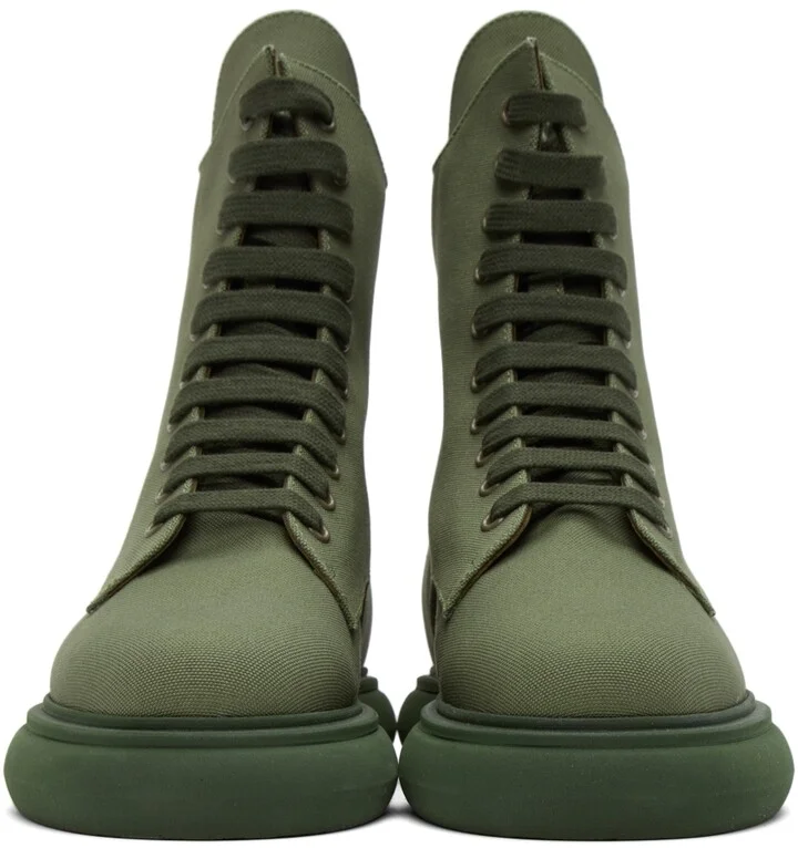 The Attico Green Canvas Selene Ankle Boots - Image 2