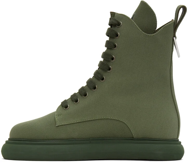 The Attico Green Canvas Selene Ankle Boots - Image 3