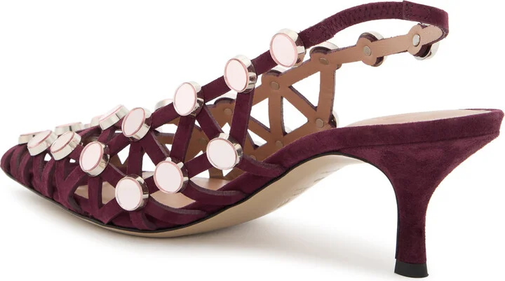 The Attico Grid 50 Embellished Suede Slingback Pumps - Image 2