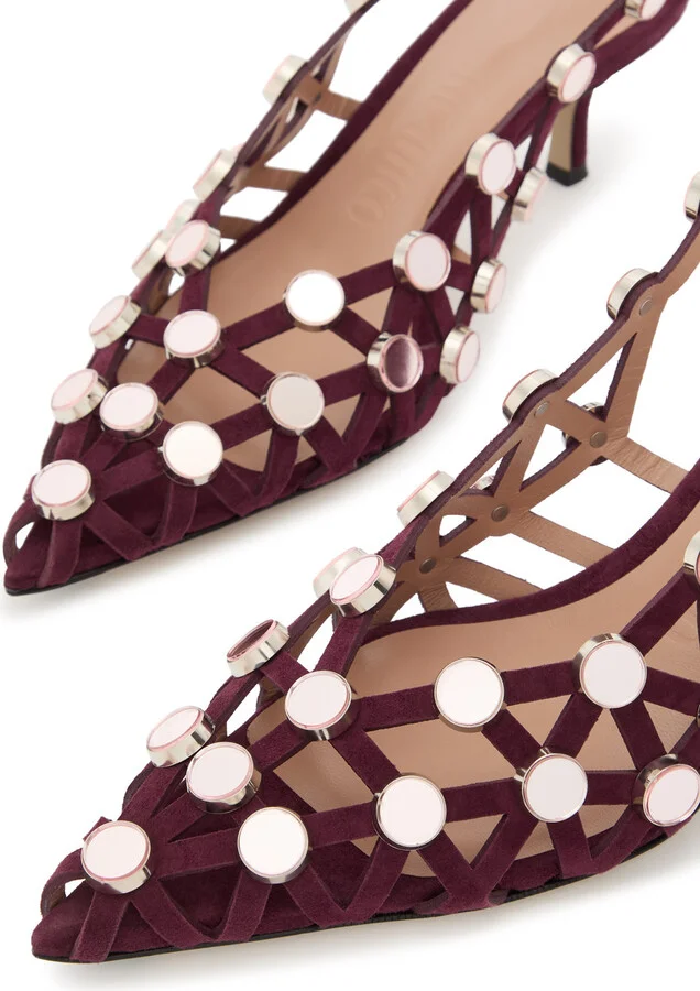 The Attico Grid 50 Embellished Suede Slingback Pumps - Image 3