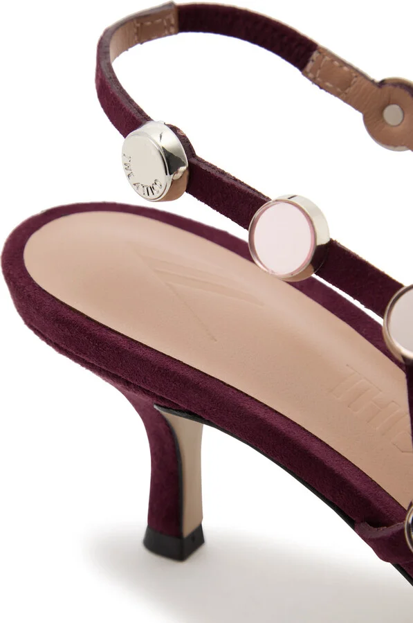 The Attico Grid 50 Embellished Suede Slingback Pumps - Image 4