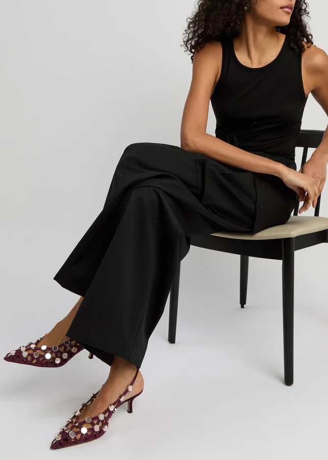 The Attico Grid 50 Embellished Suede Slingback Pumps - Image 5