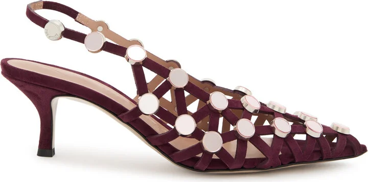 The Attico Grid 50 Embellished Suede Slingback Pumps
