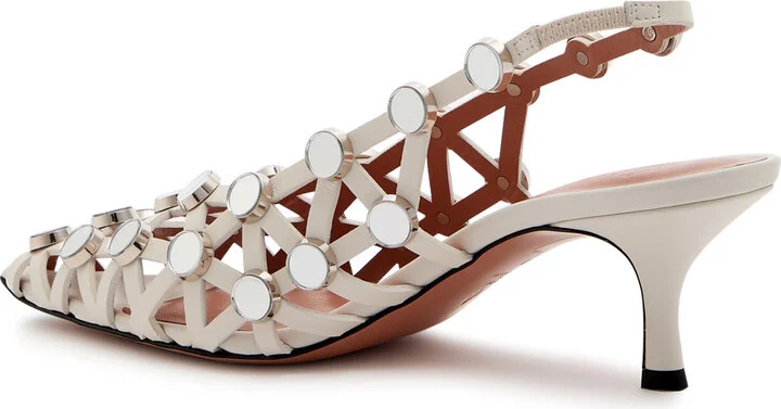 The Attico Grid 50 Mirror-embellished Leather Slingback Pumps - Image 2
