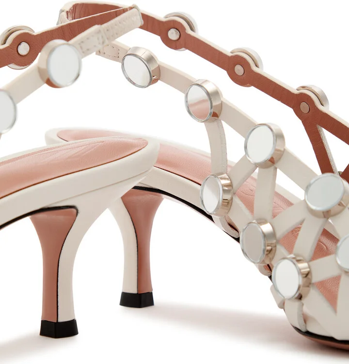 The Attico Grid 50 Mirror-embellished Leather Slingback Pumps - Image 4