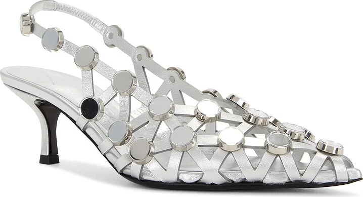 THE ATTICO Grid 50mm Slingback in Metallic Silver - Image 2