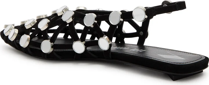 The Attico Grid Embellished Cut-out Suede Flats - Image 2