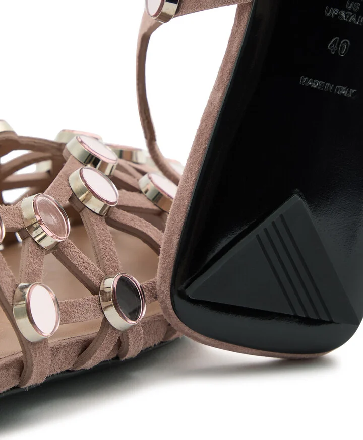 The Attico Grid Embellished Cut-out Suede Flats - Image 4