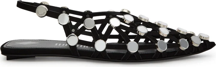 The Attico Grid Embellished Cut-out Suede Flats