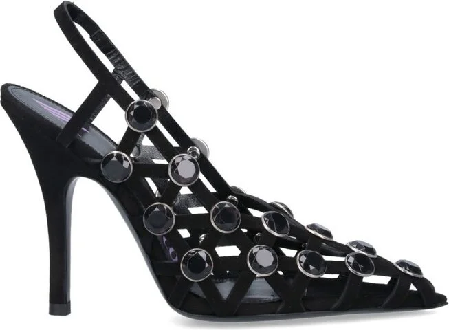 The Attico Grid Embellished Slingbacks